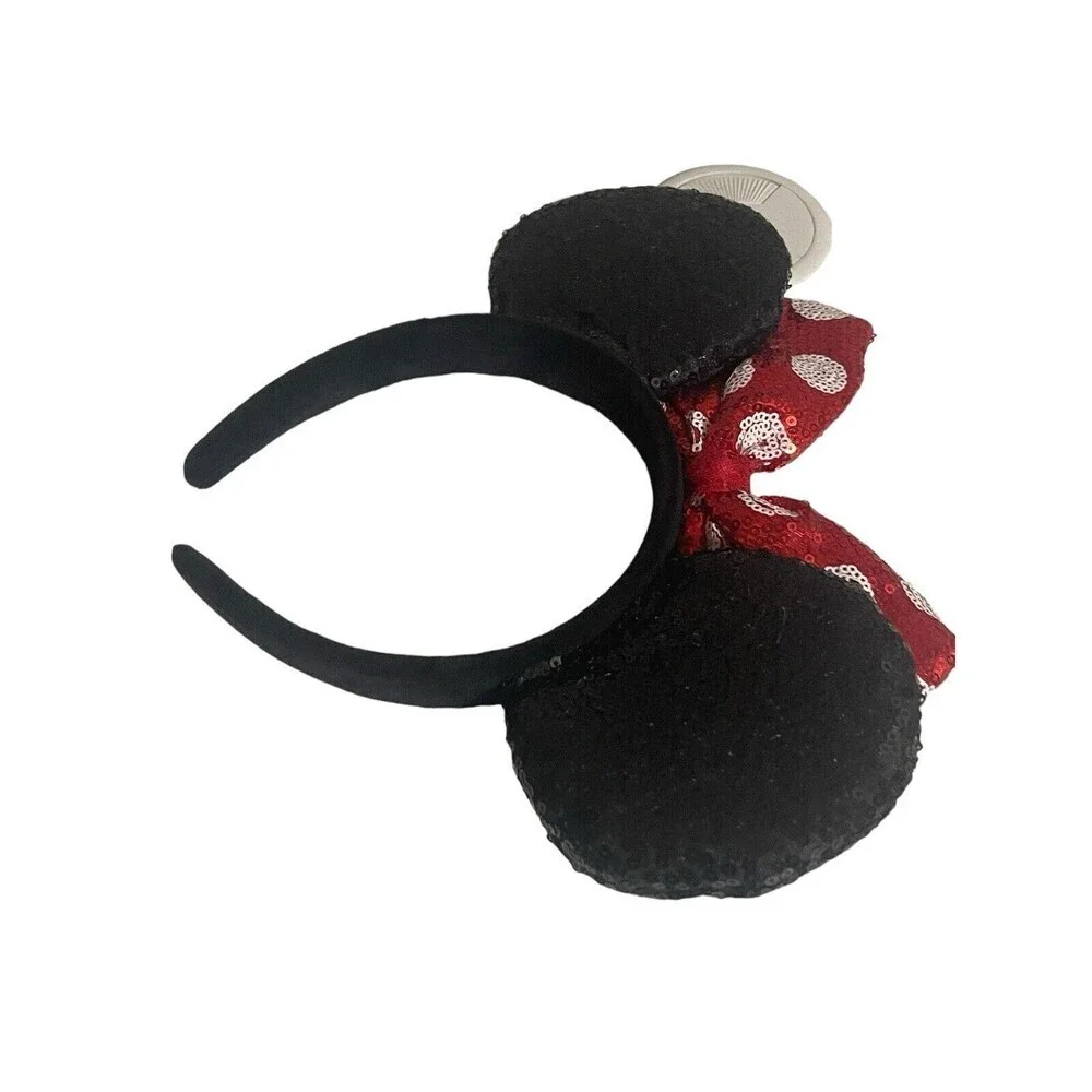 Disney Parks Minnie Mouse Classic Red Bow Black Ears Sequin Headband